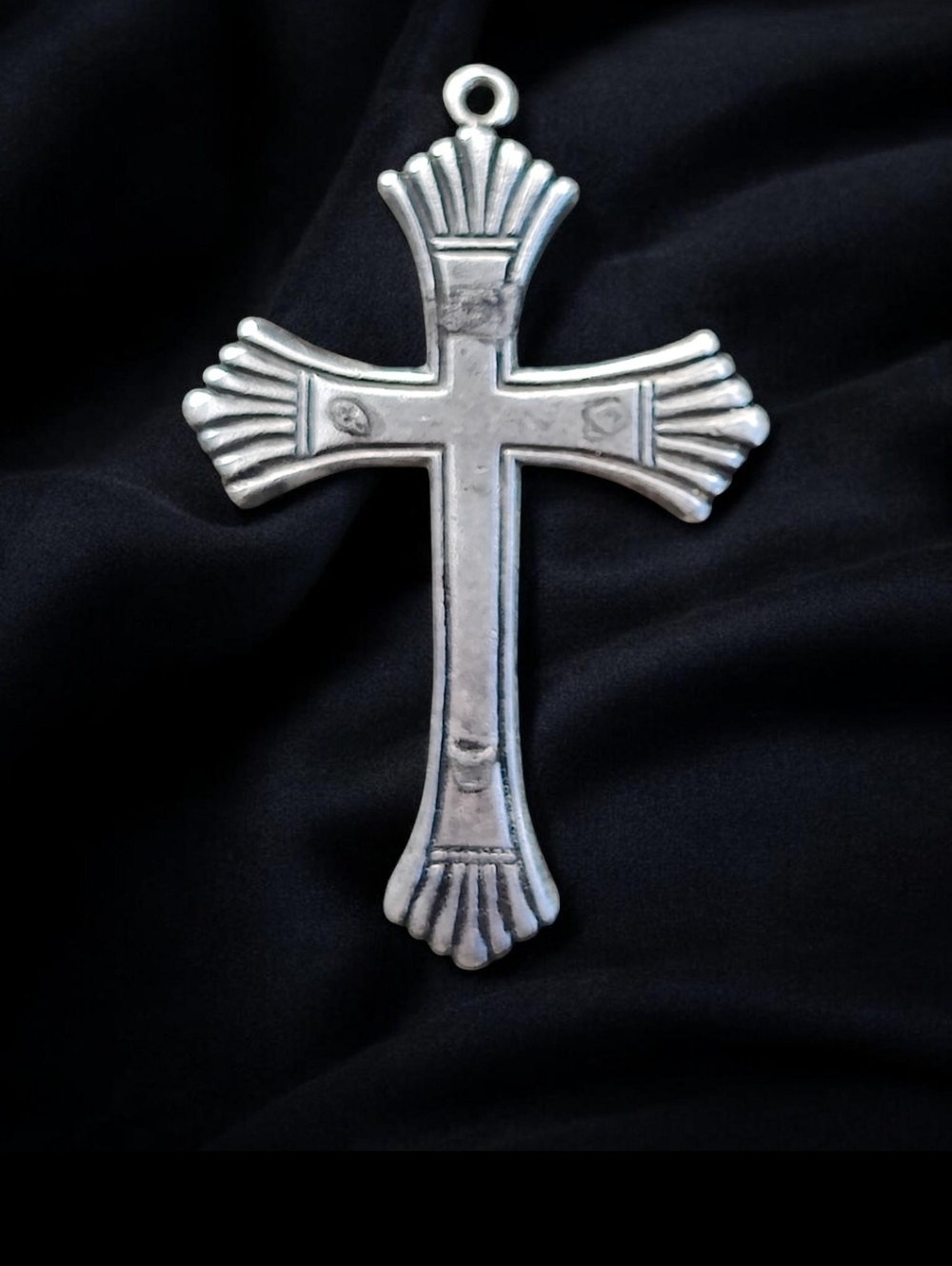 Large Antique Sterling Silver Cross Pendant
